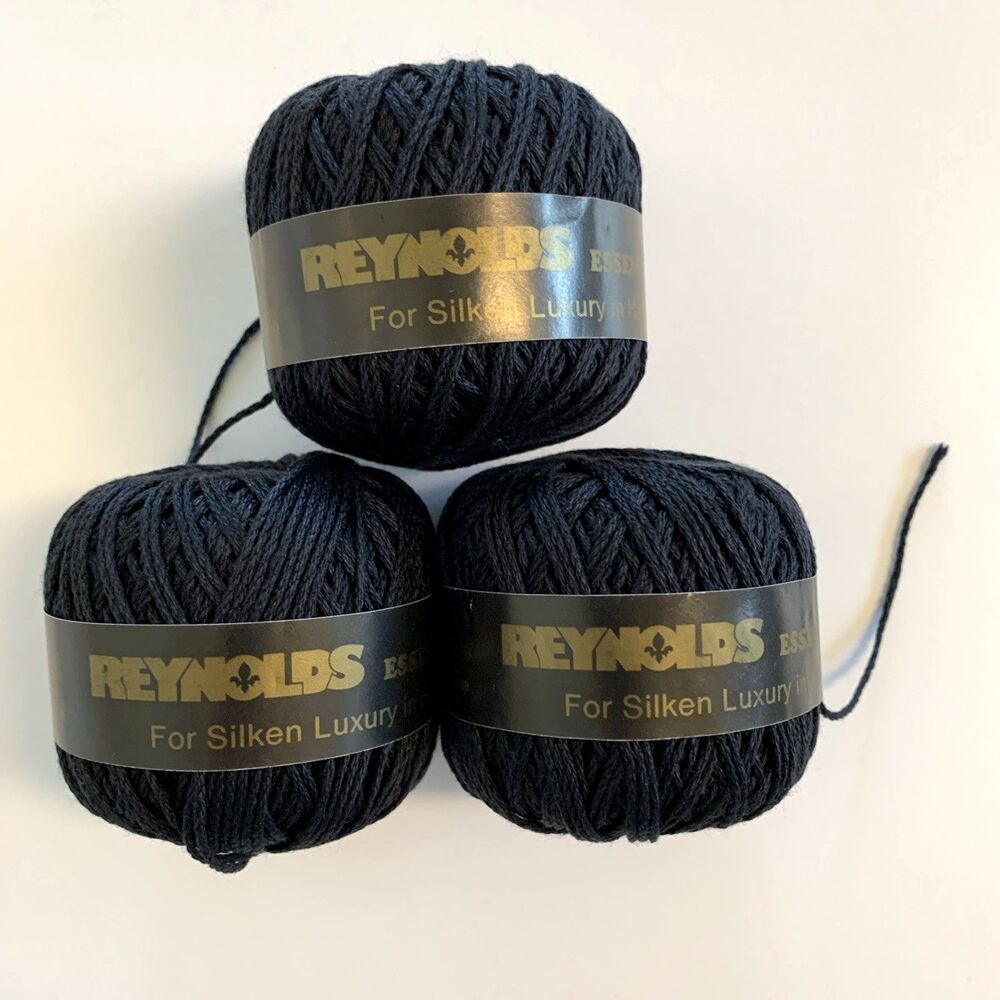 3 Reynolds Essence de Soie 100% Silk Yarn Black 20 g 73 yd each